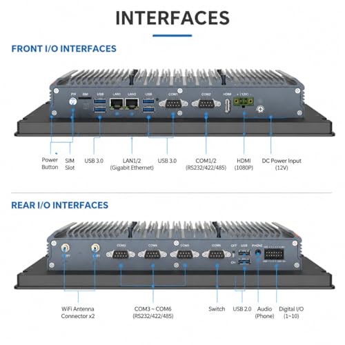 Image of Yeyoo 21.5 inch Fanless Industrial Panel PC, All-in-One Touch Screen Computer, Intel 7-12th 8-16 Ram 128-512 SSD, IP65 Waterproof, Win11, Rich I /O (HD, LAN, COM),VESA /Embedded Mount (21.5 inch /7100u /8+128)