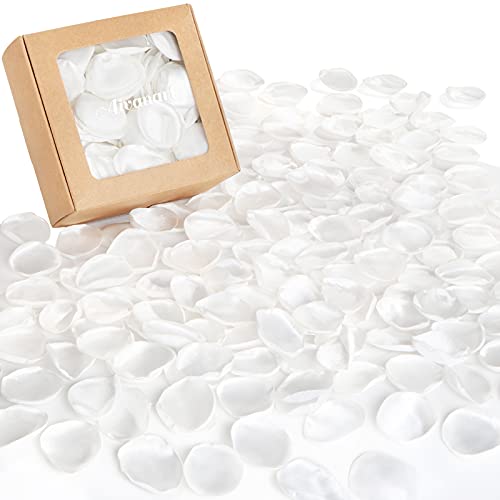 Aivanart Wedding Decoration Supplies Set(Pack Of 2) - 400Pcs White Silk Rose Petals & 10Ft Grey Chiffon Table Runner For Table Centerpieces Reception, Bridal Shower,Birthday Party, Home Decorations #TOP1
