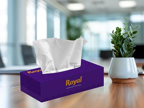 Image of Royal 2-Ply Face Tissue Paper Box | Soft Facial Tissues for Face & Skin | 80 Pulls per Box | Highly Absorbent, Hygienic & Disposable | Pack of 4