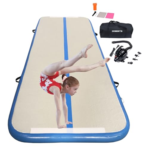Inflatable Gymnastics Mat Air Track Tumbling Mat 10 ft 13 ft 16 ft 20 ft Tumble Track Air Mat Gymnastics Equipment for Home with Electric Air Pump(3m, Blue)