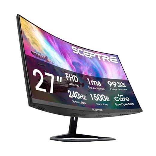 Sceptre 27-Inch Curved Gaming Monitor, FHD 1080p, 240Hz, 1500R, DisplayPort & HDMI x2, Built-in Speakers, Machine Black (C275B-FWT240 Series, 2026)