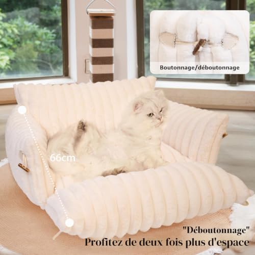 CheerPals Canapé extensible pour chat - 63 L × 55-66 l cm - Doux et moelleux - Grand lit pour chat et chien de petite taille - Avec housse amovible lavable et dessous antidérapant – vue 2