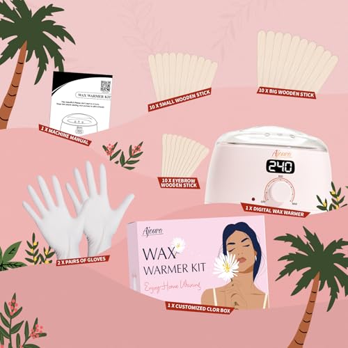 Ajoura Digital Wax Warmer, 10 minutes Quick-Heat Hair Removal Kit with Precision Temp. Control, Wax Heater including 30 Wax Sticks & 2 Pairs of Gloves, Ideal Home & Salon Use for Whole Body