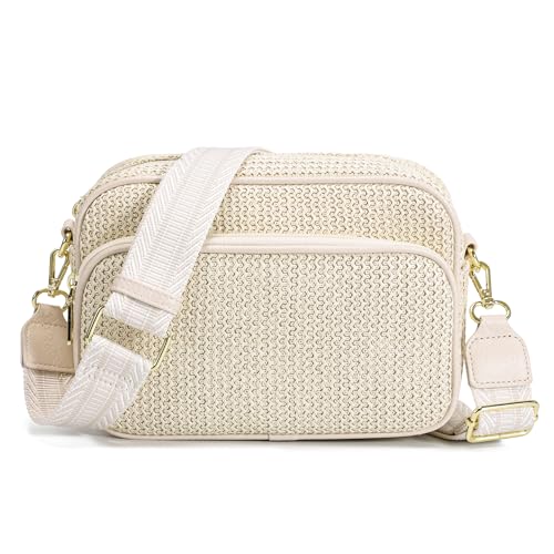 Ambistra Faux Straw Crossbody Bags for Women Small Summer Purse 2026 RFID Woven Raffia Bag for Hawaiian Beach Cruise Travel (Cream White) by Ambistra - Used condition - US$31.07