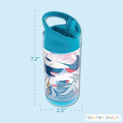 Stephen Joseph, Kids Flip Top Water Bottle, 10 oz Tritan BPA Free, Water Bottle for Girls & Boys, Back to School Flip Top Bottle, Charcoal Flower by Stephen Joseph - Image 3