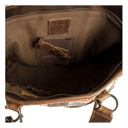 Image of STS Ranchwear Women's Genuine Leather /Cowhide /Cotton Blend Chaynee Mountain Tote Bag With Dual Leather Carry Handles w /Accents & Fringe