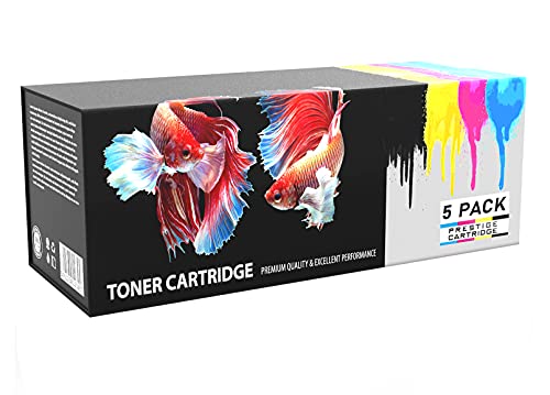 Prestige Cartridge Q6000A Q6003A   Pack de 5 cartuchos de tóner láser para HP Colour Laserjet 1600/2600/2605, tricolor y negro