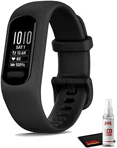 Garmin vivosmart 5 Fitness Tracker (Black) Heart Rate Monitor & Sleep Tracker - Phone GPS with 6Ave Cleaning Kit