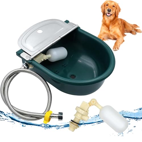 Automatic Water Bowl for Dog, Dog Water Bowl Dispenser with 2 Float Valve and 80cm Pipe, Livestock Water Trough for Horse Cattle Goat Pig Farm Supplies