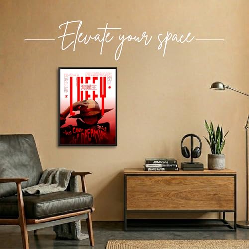 Image of Aniculture Monkey D. Luffy Framed Anime Poster - A4 Size Black Frame - One Piece Wall Art - Premium Glossy Print - Aesthetic Gaming Room & Office Decor