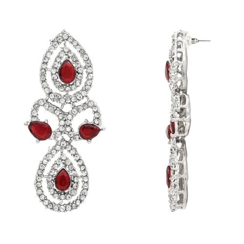 Image of I Jewels Rose Gold Plated Stylish Design Crystal Diamond Necklace & Earrings Jewellery Set for Women