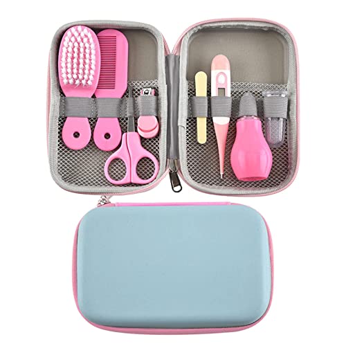Chen0-super Kit de Aseo para bebés - Juego de cepillos para el Cuidado de la Salud del Cabello de Las uñas del bebé recién Nacido de 8 Piezas | Booger Sucker Termómetro Clipper Tijera Cepillo Uñas