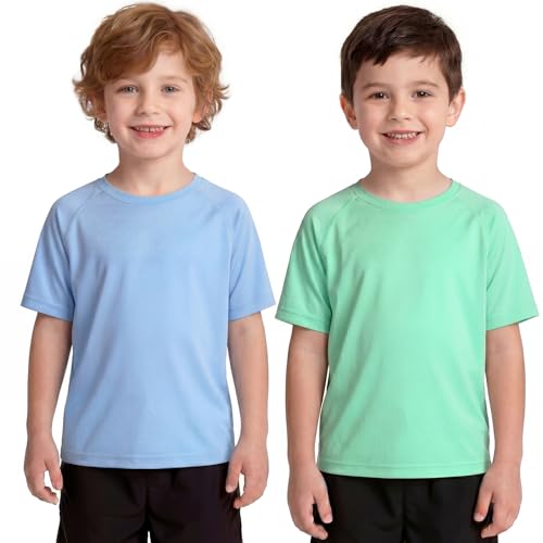 PUMYOON 2 Pack Toddler Tshirt Rash Guard Kids UPF 50+ Swim Shirts with UV Protection Quick Dry Relaxed Fit Sun Shirt for Boys Girls Beach Swim 2T-6T