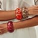Caiyao Retro Acrylic Chunky Geometric Elastic Bangle Bracelets Colorful Wide Chunky Irregular Resin Wristband Statement Bracelet for Women Fashion Party Wedding Jewelry Gifts (Orange)