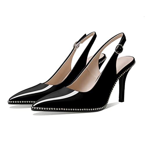 Mettesally Women's Slingback High Heels Pointed Toe Ankle Strap Pumps Glitter Stilettos Wedding Prom Dress Shoes2