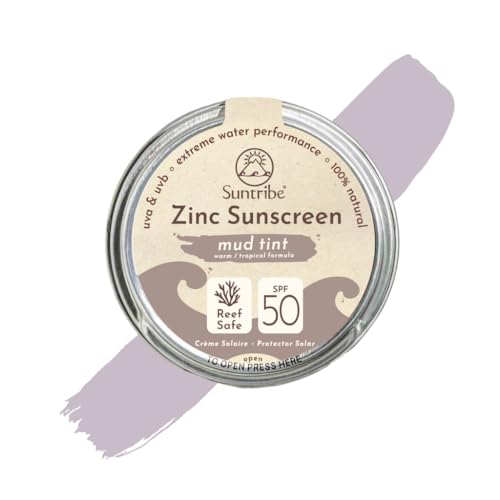Protector Solar Natural Mineral Zinc FPS 30 Suntribe - 45 g, Cacao, Ecológico - 100% Natural, Seguro para Arrecifes - Surf & Deporte - Filtro UV Mineral - Muy Resistente al Agua