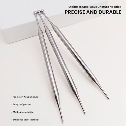 Starvway Dual Head Facial Reflexology Tools Stainless Steel Manual Acupuncture Pen Portable Body Point Probe Massage Tool Self-Massage Acupressure Bar 150mm - Image 5