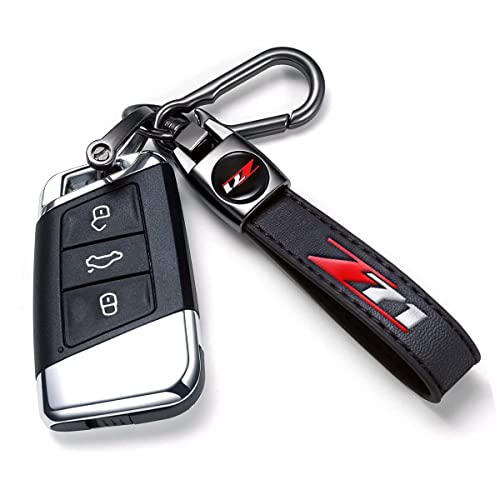 Image of TACOMA Genuine Leather Car Keychain for Key Chain for Men and Women Family Present Key Ring Accessories(Black)