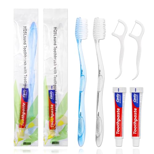 100 pcs Disposable Toothbrushes with Toothpaste Floss Individually Wrapped