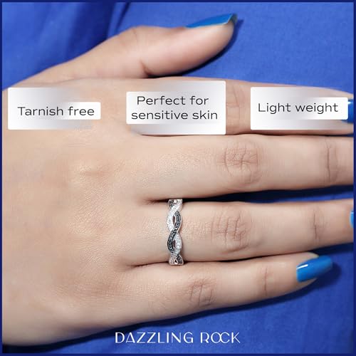 Dazzlingrock Collection 0.15 Cttw Round Black & White Diamond Criss Cross Stackable Ring for Women in 925 Sterling Silver2