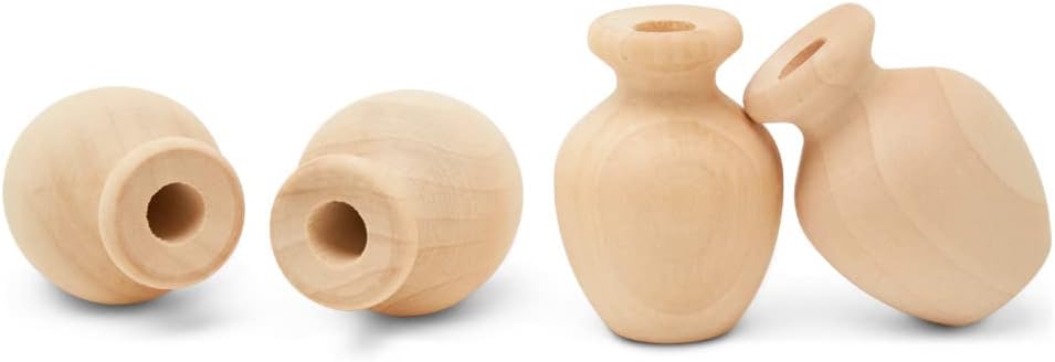 Small Wood Bouquet Vase 2 Inch, Pack of 25 Unique Vase, Decorative Vases for Home Decor, Unfinished Mini Ornament, by Woodpeckers