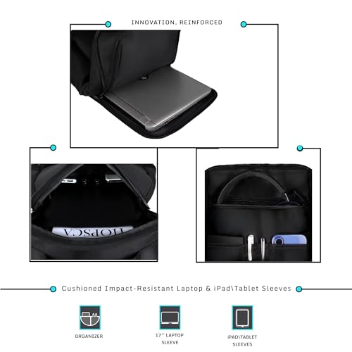 Image of F Gear Varello 23L Premium Black Tech Laptop Backpack|USB & Type-C Charging Ports|2 Compartments, 3 Pockets|Fits 17-inch Laptop|Water-Resistant, Tablet Sleeve, Luggage Strap|Work & Travel Backpack