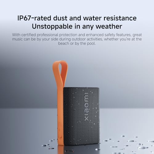 XIAOMI Sound Pocket Portable Bluetooth Speaker, 5W Compact Mini Speaker, 10 Hours Playtime, IP67 Waterproof and Dustproof, TWS Pairing, Wireless, Outdoor and Travel - Black