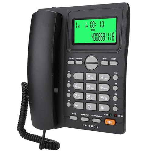 KX T880C - Indicatore identificativo chiamante, telefono fisso senza batteria, funzione muto, telefono domestico da parete con segreteria telefonica e compatibilità BT