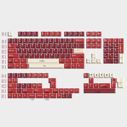 172 Keys Doubleshot Red Keycaps Cherry Profile Keycap Set Fit for 61/64/87/104/108 Cherry Mx Switches ISO ANSI Layout Mechanical Keyboard