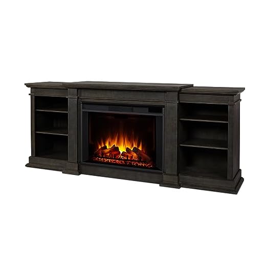 Real Flame 1290E-AGR 1290E Eliot Grand Entertainment Unit with Electric Fireplace, Large, Antique Gray