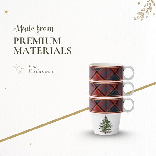 Spode Christmas Tree Tartan Mugs Set de 4 10 Oz miniatura 4
