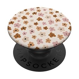 Neutral Floral Print in Muted Brown, Pink and Beige Flowers PopSockets Adhesive PopGrip