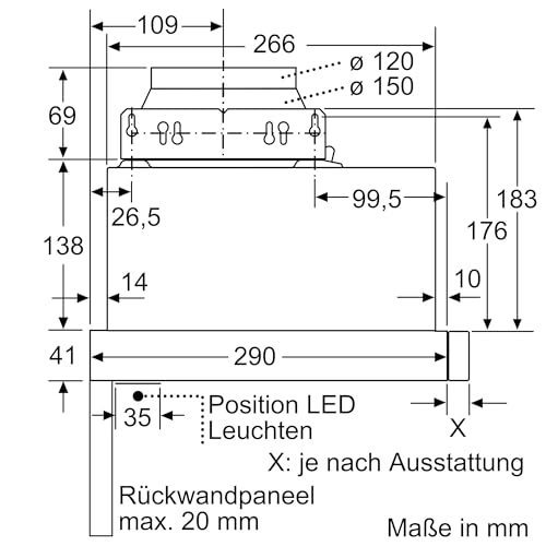 Bosch DFM064W54 Serie 2 Flachschirmhaube, 60 cm breit, Um- & Abluft, Made in Germany, LED-Beleuchtung...