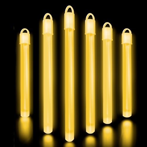 6 (15.2cm) Barras Luminosas Fluorescentes Amarillo - 100 Uds. Barrras Luminosas en Bulk para Accesorios de Fiesta de Cumpleaños, Bodas y Decoración de Carnaval - ¡Brilla con los Glow Stick!