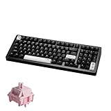 MONSGEEK M2 V5 VIA Aluminum Mechanical Keyboard Quick Release Tri-Mode Gaming Keyboard with 8000 mAh RGB Hot-swappable Black Piano, Pre-lubed Stellar Rose Switch