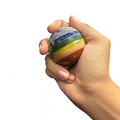 Image of Shubhanjali Feng Shui 7 Chakra Crystal Sphere Ball 100-150g with Wooden Stand | Natural Healing Stone for Vastu, Reiki Healing, Positive Energy, Chakra Balance, Spiritual Growth & Home Decor