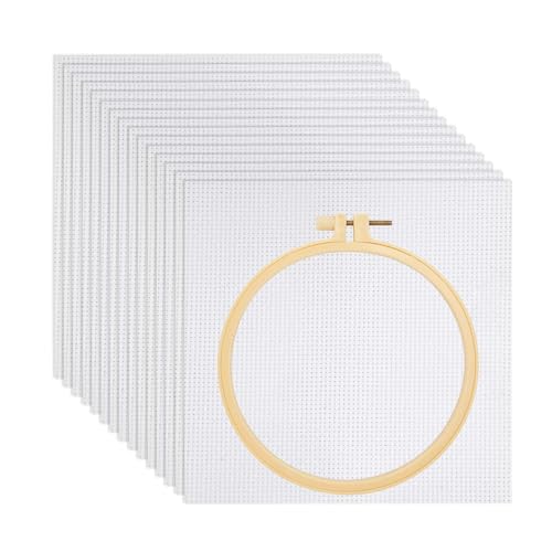 15 Stück Kreuzstich Stoff Zum Sticken, 20x20 cm Kreuzstich Weiß Aida Stoff zum Sticken Baumwolle Stickstoff Stramin 11CT Cross Stitch Fabric für Stickereien Nähen DIY Handwerk