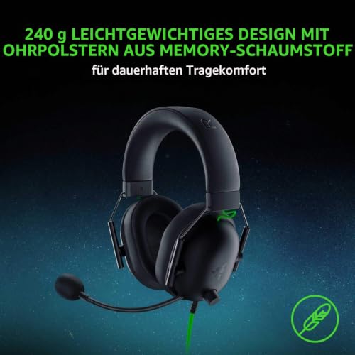 Razer BlackShark V2 X - Premium Esports Gaming Headset (Kabelgebundene Kopfhörer mit 50mm-Treiber, Rauschunterdrückung für PC, Mac, PS4… – Ansicht 6