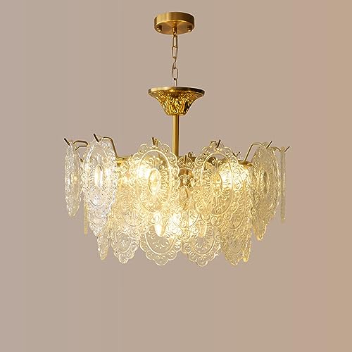  Lampadario di lusso vintage in vetro da 50 cm Lampadario di lusso moderno rotondo in cristallo con luce a tamburo Lampadario di lusso per tavolo da pranzo Perlina di perle Dimmerabile LED Grande Lamp