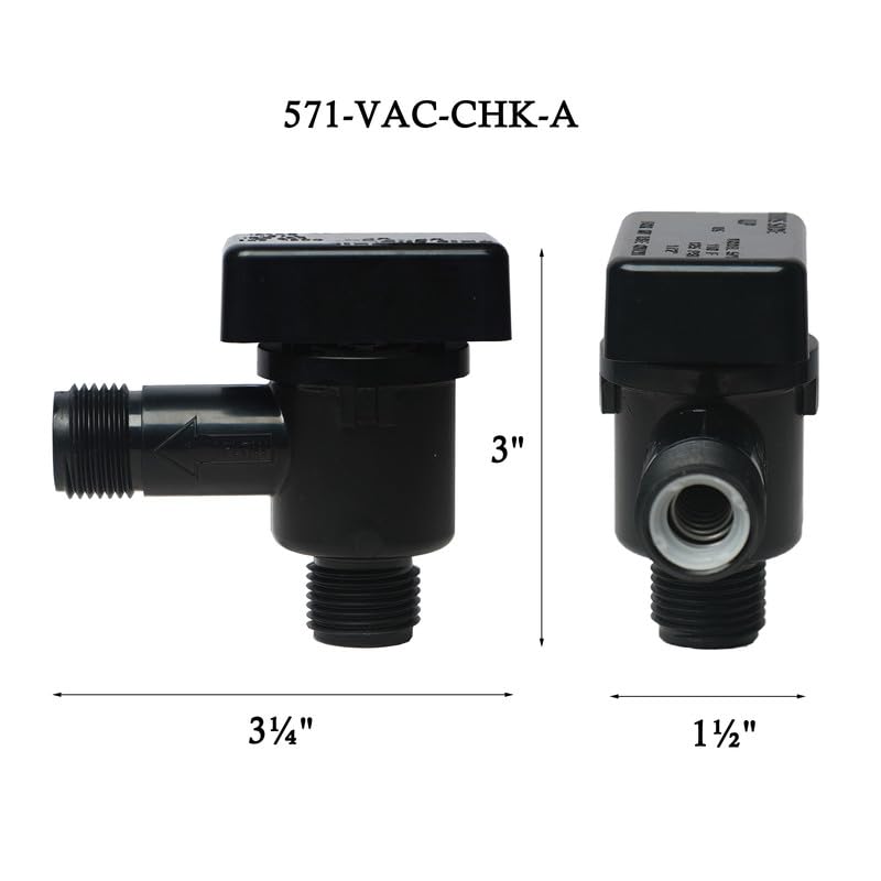 Image of RV Vacuum Breaker Check Valve, 571-VAC-CHK-A Black Tank Check Valve for RV Black Tank Cleaning System