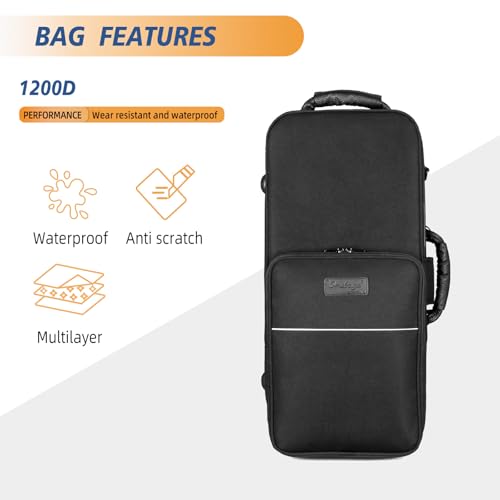Omebaige Alto Saxophone Case With Wheels, Nylon Material 1200d Alto Sax Case Roller Bag, Alto Sax Backpack, Thicken Padded Shoulder Strap, Handle Strap Sax Accessories Carrying Bag