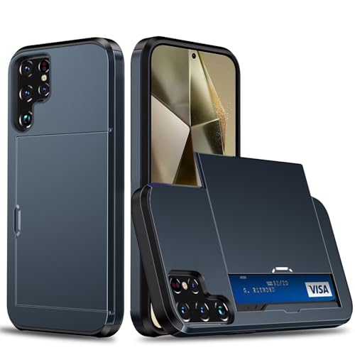 Beajew Custodia per Samsung Galaxy S23 Ultra, Custodia Hybrid con scompartimento per tessere compatibile, TPU Bumper Silicone Custodie, Anti Graffio Hard PC, Antiurto Grado Militare - Blu Navy