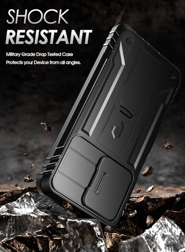 Poetic Revolution Case for Samsung Galaxy A15 5G,[Slide Camera Cover],[20FT Mil-Grade Drop Tested], Full-Body Military Grade Rugged Shockproof Cover with Kickstand and Built-in-Screen Protector, Black - Thumbnail 5