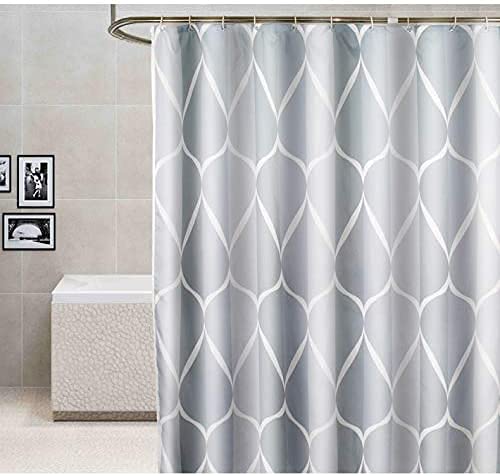 Tennove Shower Curtain 72 x 72Inch Waterproof Thick Polyester Fabric Bathroom Shower Curtain for Home Hotel Decor Geometric Long Washable Bathtub Bath Curtain Sets with Hooks, Weighted Hem by Tennove - Used condition - CA$13.84