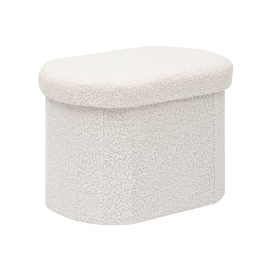 Bonlife Baúl Plegable,Puff Almacenaje, Taburete Reposapiés,Banco pie de Cama, para Sala de Estar, Dormitorio, Entrada, Rosa, Blanco,41x31x31cm