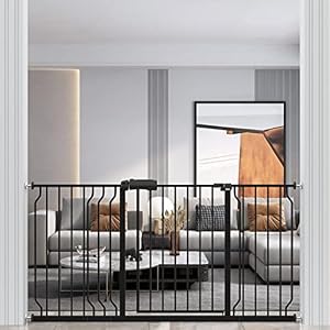 WAOWAO Baby Gate Extra Wide Pressure Mounted Walk Through Swing Auto Close Safety Black Metal Toddler Kids Child Dog Pet Puppy Cat for StairsDoorwaysKitchen 2402 7638 inch 5748 6220146 158cm