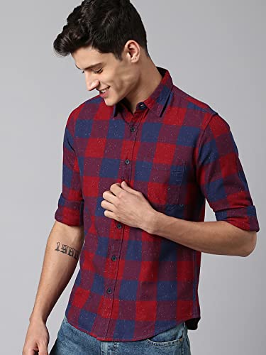 Image of Dennis Lingo Men's Cotton Checke Slim Fit Shirt