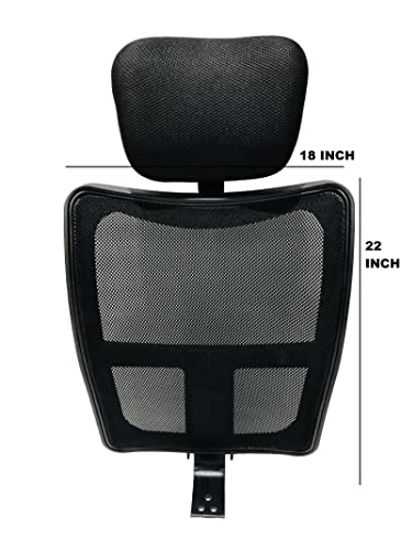 Image of GOYALSON Office Visitor revolving Boom Chair Back with headrest Spare Parts Accessories Smile Jali Model Chair Net Back with nut Bolts and Key Easily fit to Every Chair (Moon Back with Headrest)