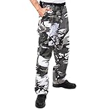 Rothco Relaxed Fit Zipper Fly Tactical BDU Pants – Cargo Hiking EDC Work Uniform, City Camo, L
