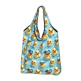 GVYGVY Bolsa grande para mujer, ligera, reutilizable, plegable, cómoda y bonita bolsa de compras con estampado de pato para comestibles, bolsas de tela, trabajo, playa, viajes, con asas